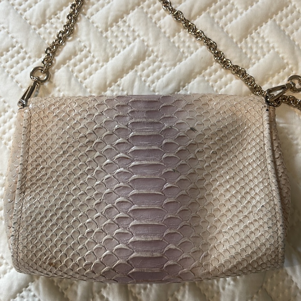 Coach Handbag With Gold Chain Cream with a little mauve mixed in it - Picture 4 of 8